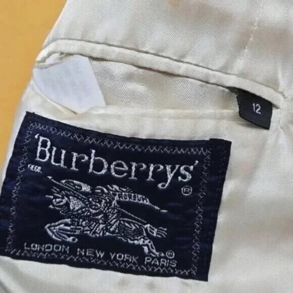 Burberry Wool & Cashmere Mustard Yellow Double-Breasted Blazer. Size 12. - Picture 13 of 14